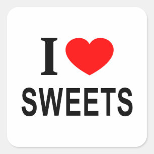 Adesivo Quadrado Eu ❤️ DOCES EU AMO DOCES EU ADORO DOCES