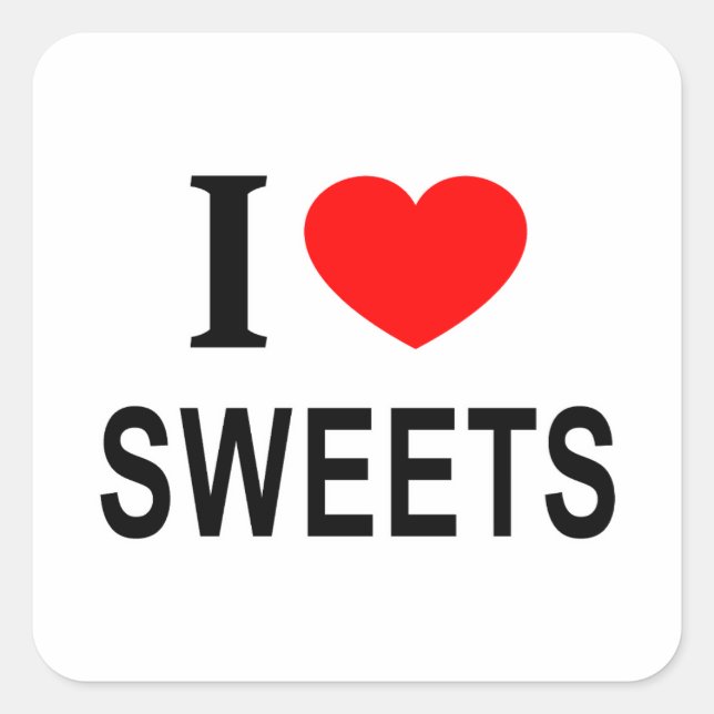 Adesivo Quadrado Eu ❤️ DOCES EU AMO DOCES EU ADORO DOCES (Frente)