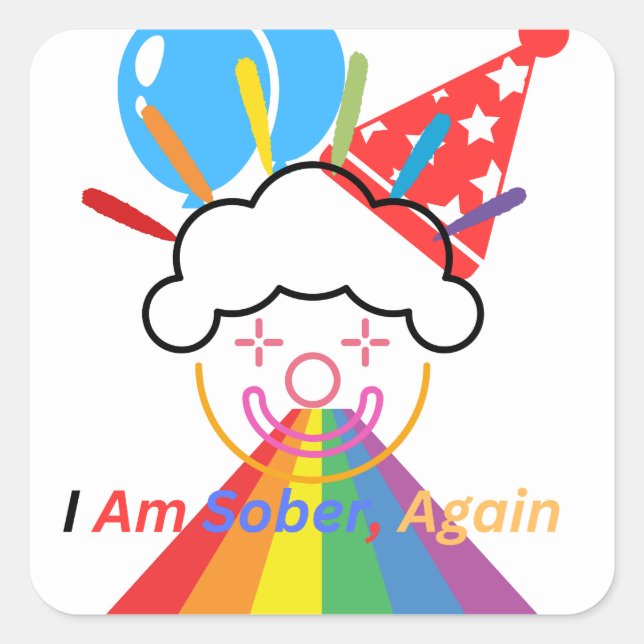 Adesivo Quadrado Eu estou sóbrio de novo (Frente)