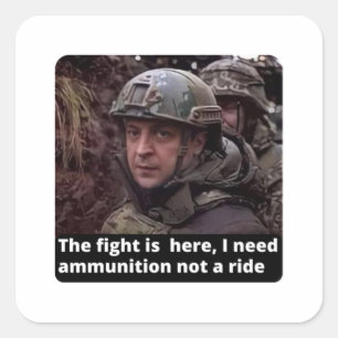 Adesivo Quadrado Eu fico com a Ucrânia, eu fico com o Zelensky