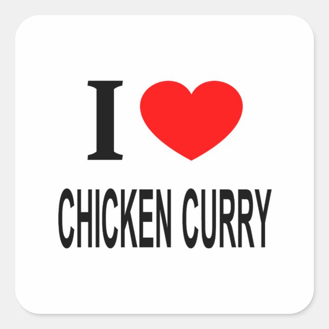 Adesivo Quadrado Eu ❤️ FRANGO CURRY Eu AMO FRANGO CURRY Eu ADORO FR (Frente)