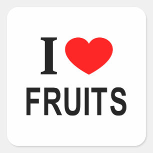 Adesivo Quadrado Eu ❤️ FRUTAS Eu AMO FRUTAS Eu ADORO FRUTAS