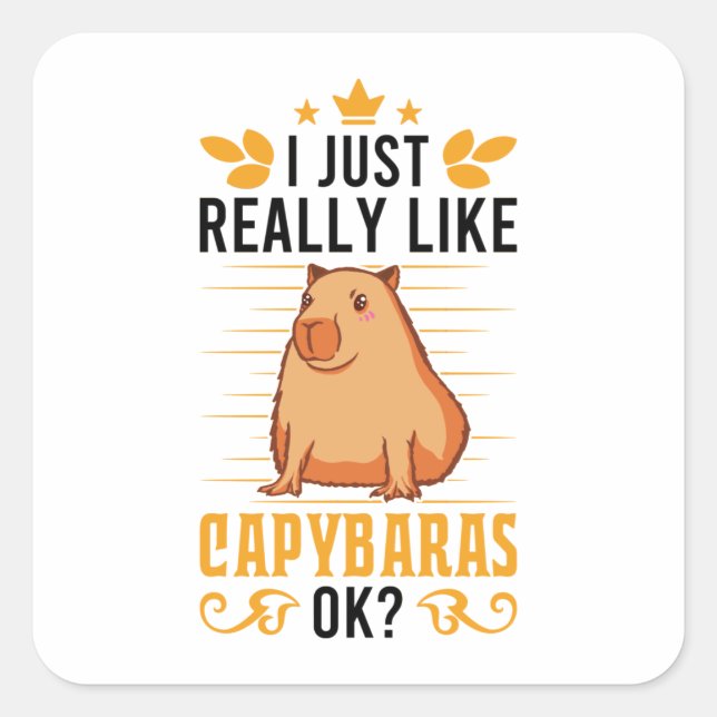 Adesivo Quadrado Eu Gosto Muito De Capybaras Ok, Capybara (Frente)