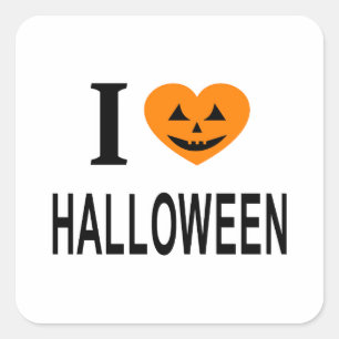 Adesivo Quadrado Eu ❤️ HALLOWEEN Eu AMO HALLOWEEN Eu ADORO HALLOWEE
