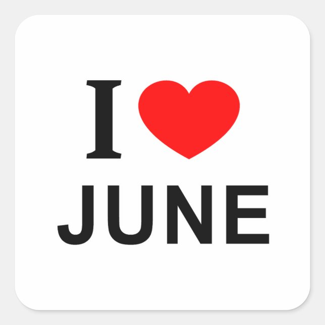 Adesivo Quadrado Eu ❤️ JUNHO Eu AMO JUNHO Eu AMO JUNHO (Frente)