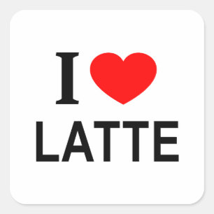 Adesivo Quadrado Eu ❤️ LATTE Eu AMO LATTE Eu ADORO LATTE
