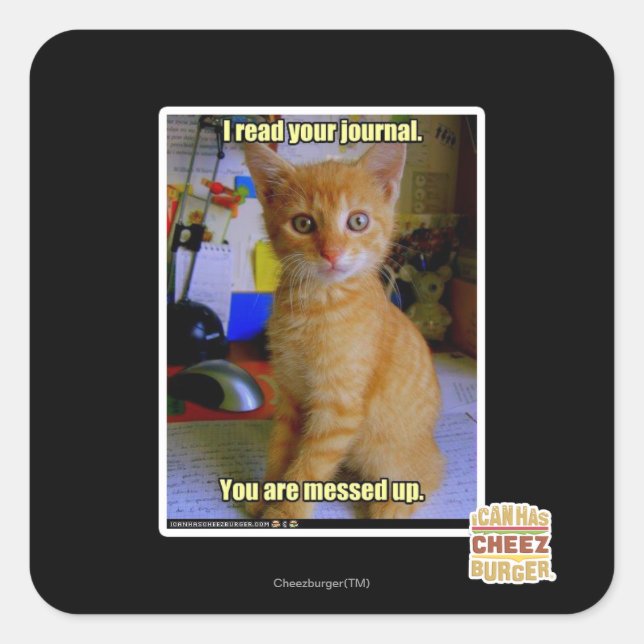 Adesivo Quadrado Eu li o seu diário (Frente)