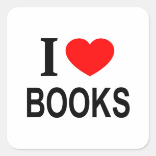 Adesivo Quadrado Eu ❤️ LIVROS Eu AMO LIVROS Eu ADORO LIVROS