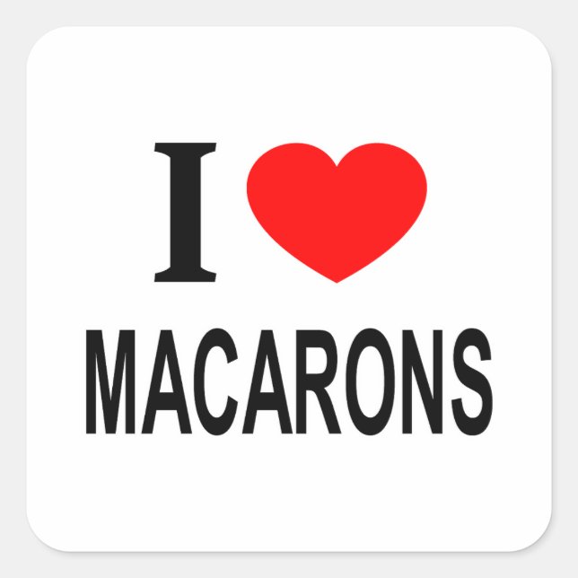 Adesivo Quadrado Eu ❤️ MACARONS Eu AMO MACARONS Eu ADORO MACARONS (Frente)