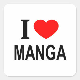 ADESIVO QUADRADO EU ❤️ MANGA EU AMO MANGA I HEART MANGA