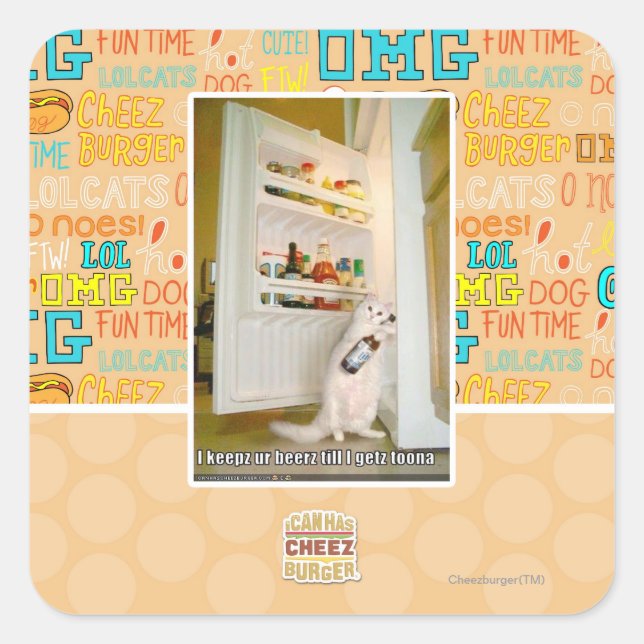 Adesivo Quadrado Eu mantenho nossa cerveja (Frente)