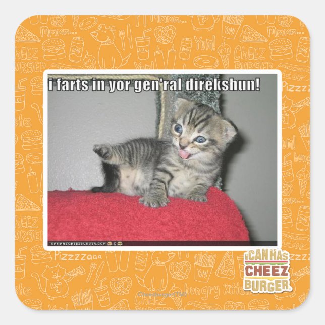 Adesivo Quadrado Eu peido no seu gen'ral direkshun (Frente)