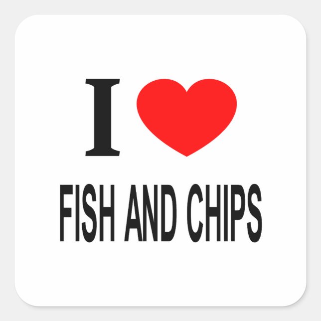 Adesivo Quadrado Eu ❤️ PEIXE COM BATATA FRITA Eu AMO PEIXE COM BATA (Frente)