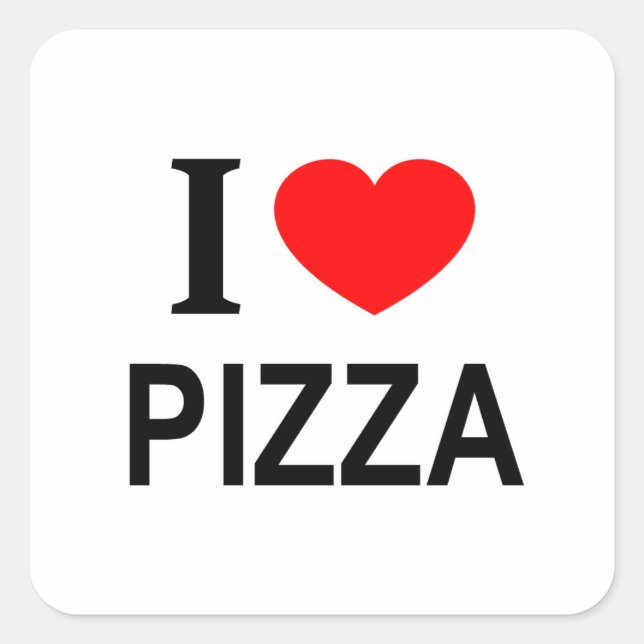 ADESIVO QUADRADO EU ❤️ PIZZA EU AMO PIZZA I HEART PIZZA (Frente)