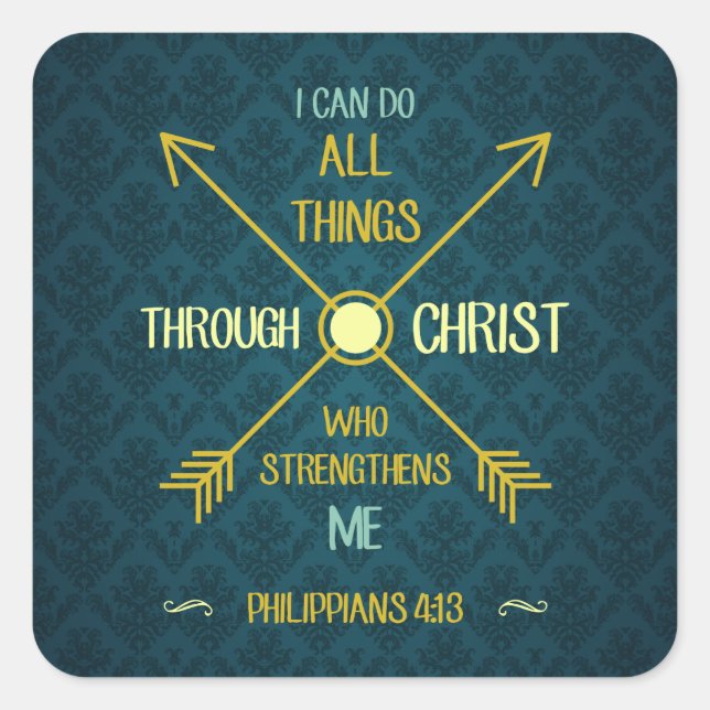 Adesivo Quadrado Eu Posso Fazer Tudo Através Dos Philippians Do Cri (Frente)