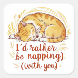 Adesivo Quadrado Eu Preferencialmente Estar Andando Com Você - Gato