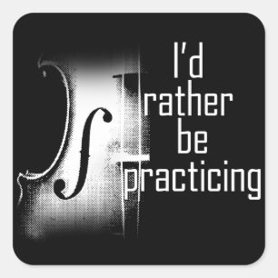 Adesivo Quadrado Eu preferencialmente praticando violino