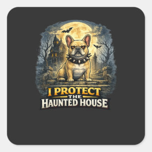 Adesivo Quadrado Eu Protejo A Casa Assombrada French Bulldog Hallow