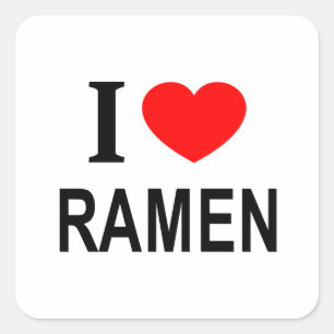 ADESIVO QUADRADO EU ❤️ RAMEN EU AMO RAMEN EU CORAREI RAMEN SQUARE S