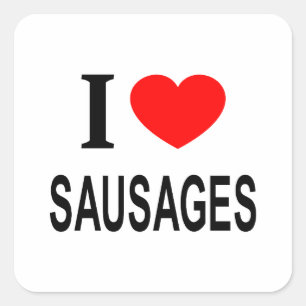 Adesivo Quadrado Eu ❤️ SALSICHAS Eu AMO SALSICHAS Eu ADORO SALSICHA