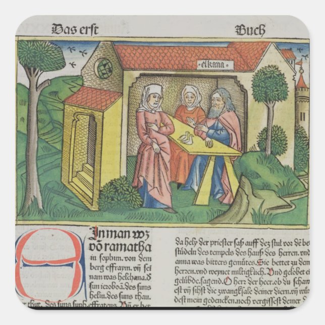 Adesivo Quadrado Eu Samuel 1:8 Elkanah conforta Hannah, do 'Nu (Frente)