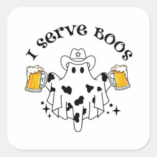 Adesivo Quadrado Eu sirvo Boos! Barman assustador