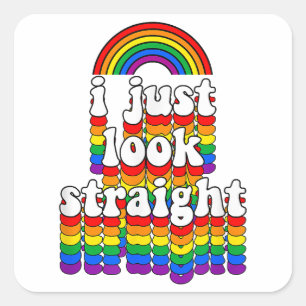 Adesivo Quadrado Eu Só Pareço Hetero Gay Arco-Íris Engraçado Gay Po