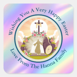 Adesivo Quadrado Eu sou a ressurreição e o cartão postal de vida