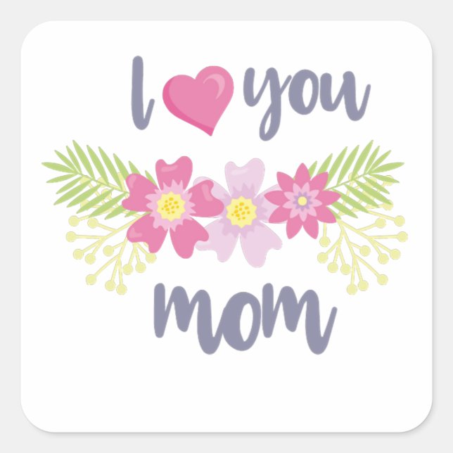 Adesivo Quadrado Eu Te Amo, Mãe Dia de as mães (Frente)
