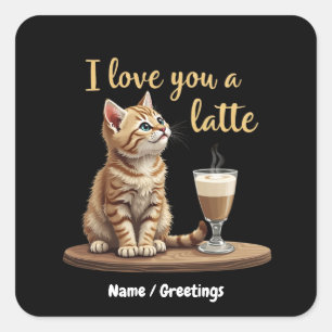 Adesivo Quadrado Eu te amo um latão: café de Namorados bonito