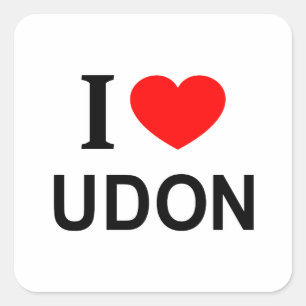 Adesivo Quadrado Eu ❤️ UDON Eu AMO UDON Eu ADORO UDON