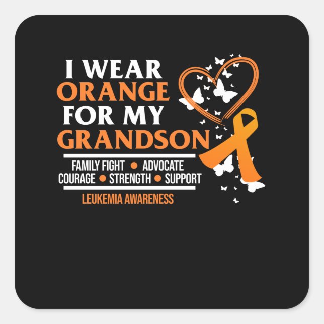 Adesivo Quadrado Eu Visto Laranja Para A Consciência Da Leucemia Do (Frente)
