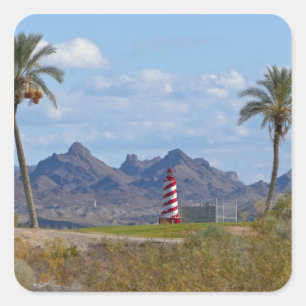 Adesivo Quadrado EUA, Arizona, Lake Havasu City. Farol ao lado