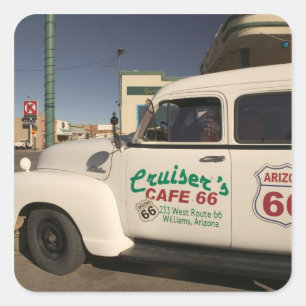 Adesivo Quadrado EUA, Arizona, Williams: Cruisers Cafe 66 Antigo