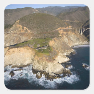 Adesivo Quadrado EUA. Califórnia. Big Sur. Ponte Bixby
