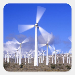 Adesivo Quadrado EUA, Califórnia, Mojave. Vista de uma turbina eóli