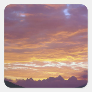 Adesivo Quadrado EUA, Califórnia, Pôr do sol sobre a Sierra Nevada