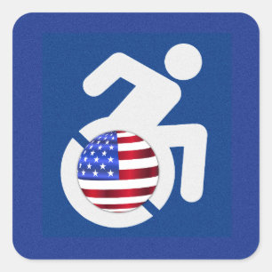 Adesivo Quadrado EUA Handicapped