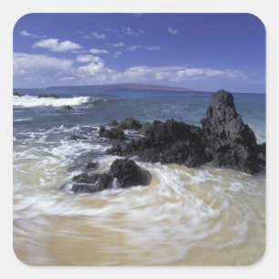 Adesivo Quadrado EUA, Havaí, Maui, Maui, Praia Makena, Surf on