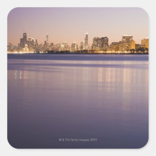 Adesivo Quadrado EUA, Illinois, Chicago, linha do horizonte sobre o