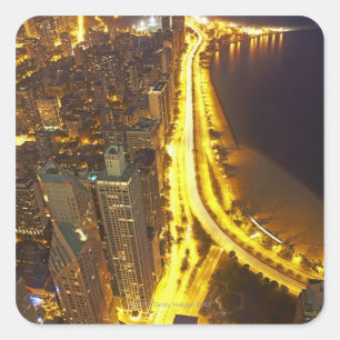 Adesivo Quadrado EUA, Illinois, vista aérea de Chicago no