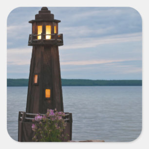 Adesivo Quadrado EUA, Michigan. Decoração de Jardim Farol