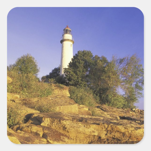 Adesivo Quadrado EUA, Michigan, Lake Huron. Pointe Aux Barcas (Frente)