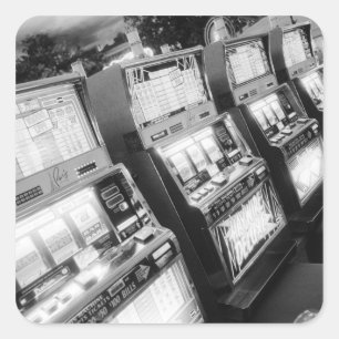 Adesivo Quadrado EUA, Nevada, Las Vegas: Máquinas Caça-Níqueis de C