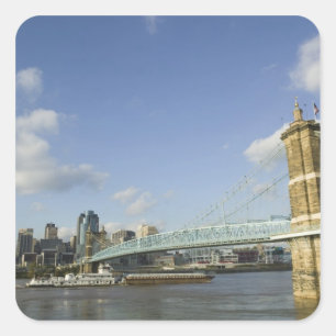 Adesivo Quadrado EUA, Ohio, Cincinnati: Roebling Suspensão 2
