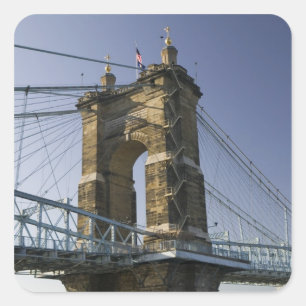 Adesivo Quadrado EUA, Ohio, Cincinnati: Roebling Suspensão 3