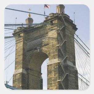 Adesivo Quadrado EUA, Ohio, Cincinnati: Suspensão Roebling