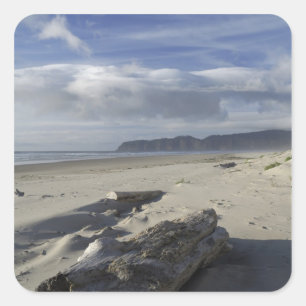 Adesivo Quadrado EUA, Oregon, Dunas de Areia e Oceano, Pacific City