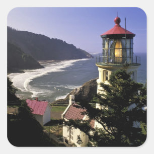 Adesivo Quadrado EUA, Oregon, Florence. Farol Heceta Head