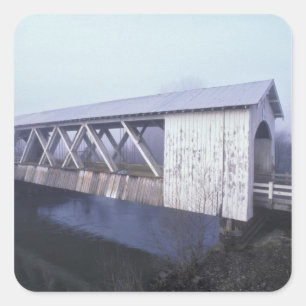 Adesivo Quadrado EUA, Oregon. Passeios de ponte cobertos por Gilkey